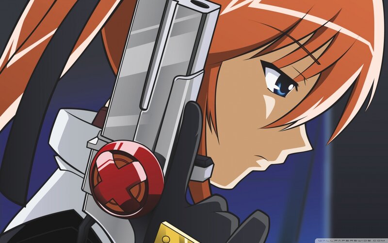 Anime Character with Gun — Orange, Dramatic
