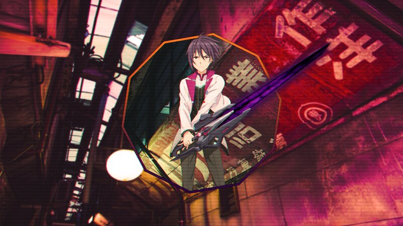 Anime Character with Gun — Purple, Dramatic, Night, Building