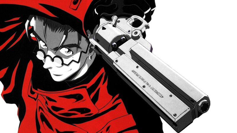 Anime Character with Gun — Red, Dramatic, Manga, Glasses, Red Cloak