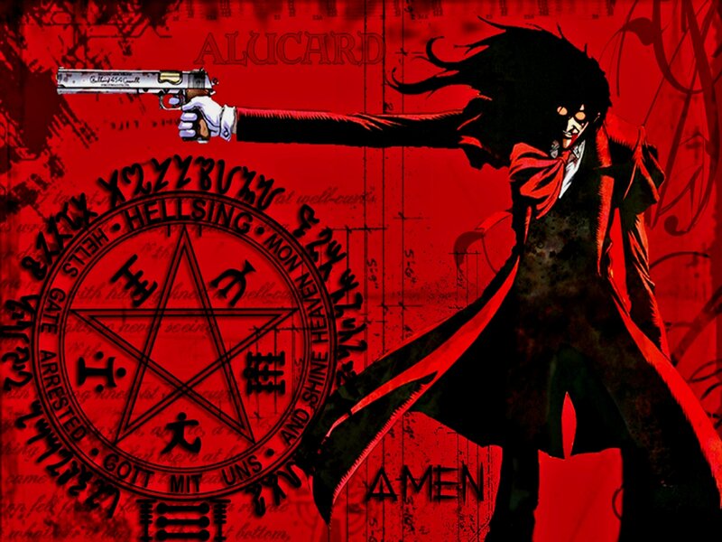 Anime Character with Gun — Red, Dramatic, Manga, Pentagram