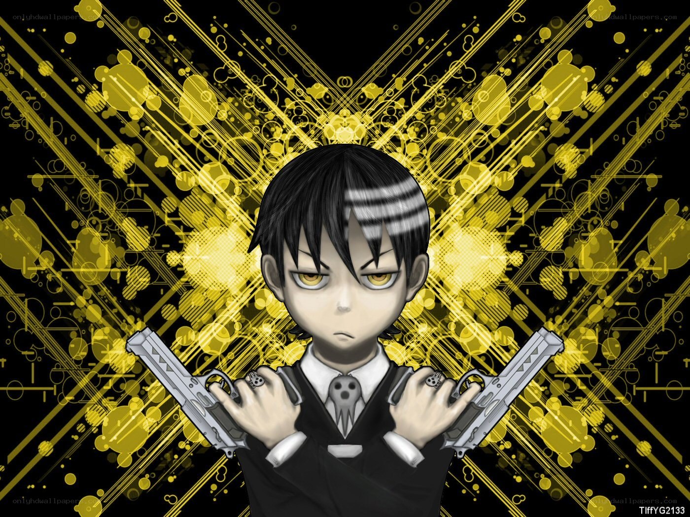 anime character with guns