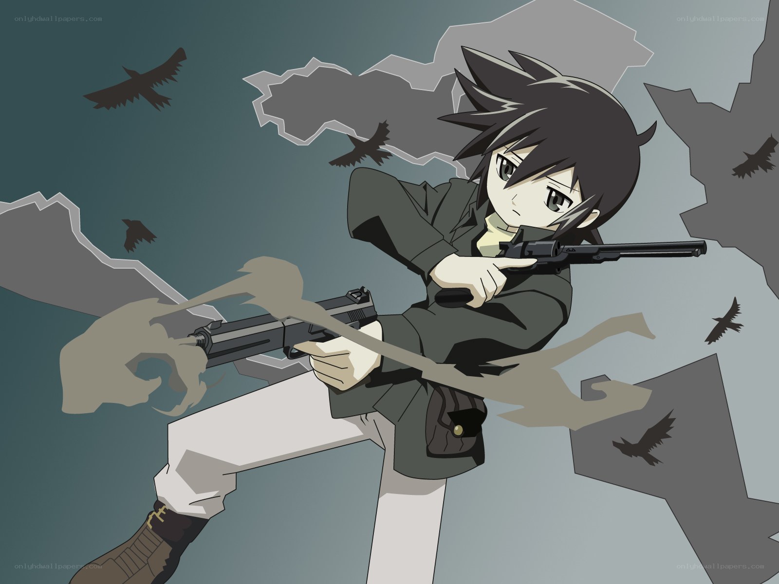 anime character with guns