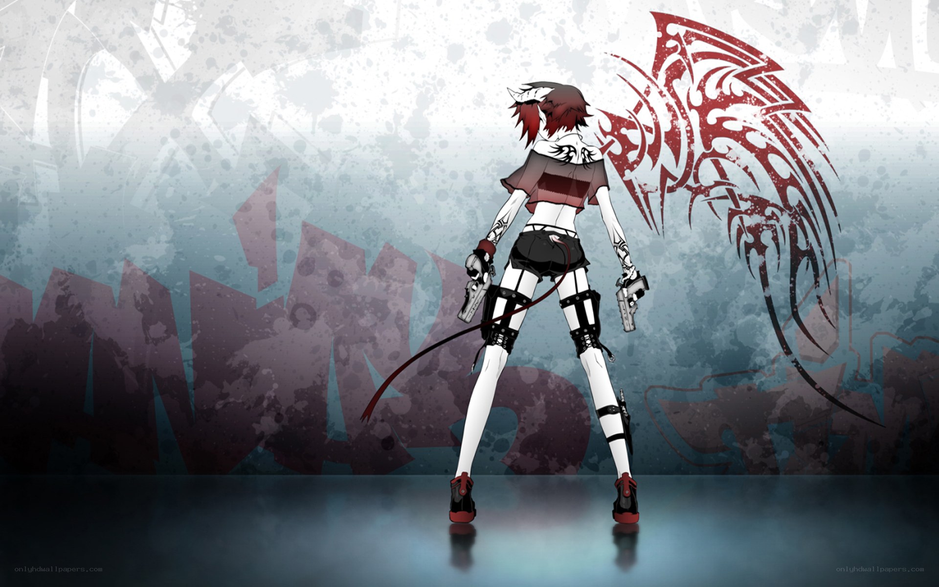 anime character with guns