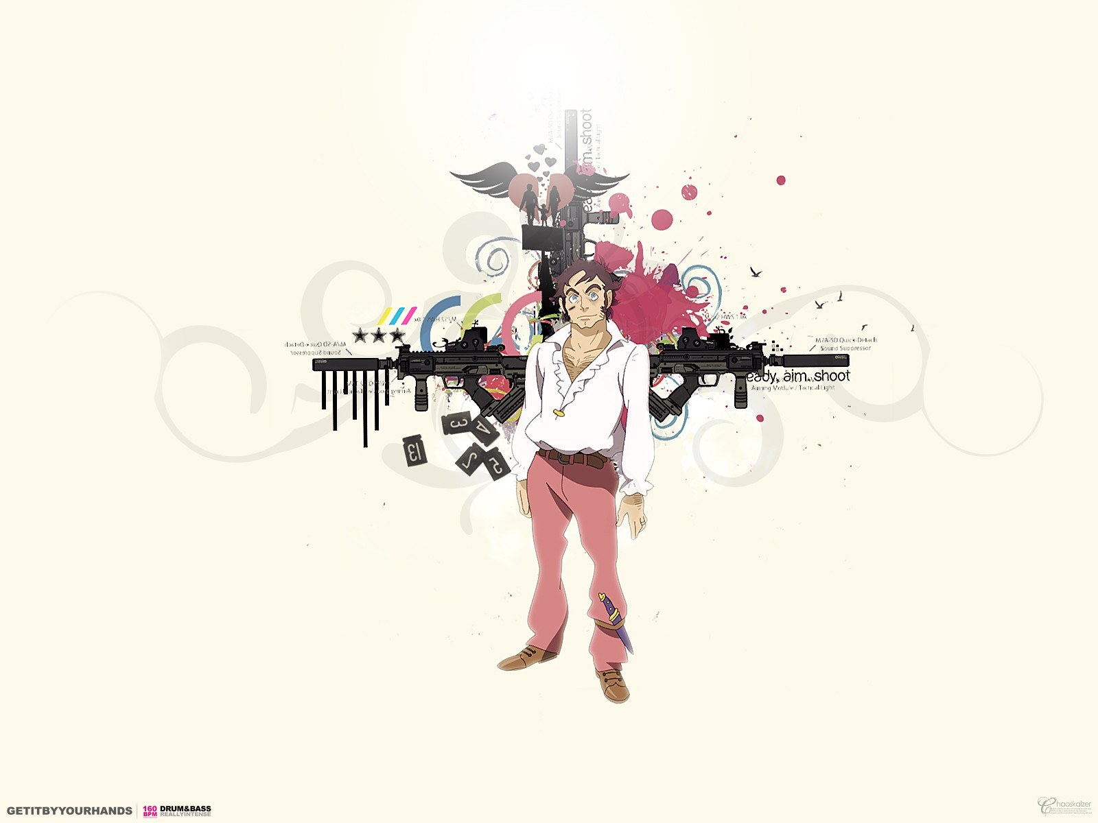 anime character with guns