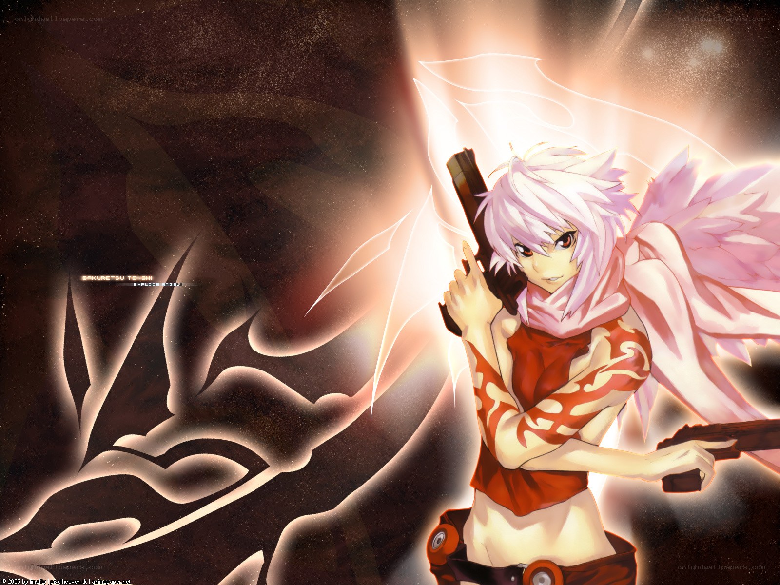 Anime character with guns and wings