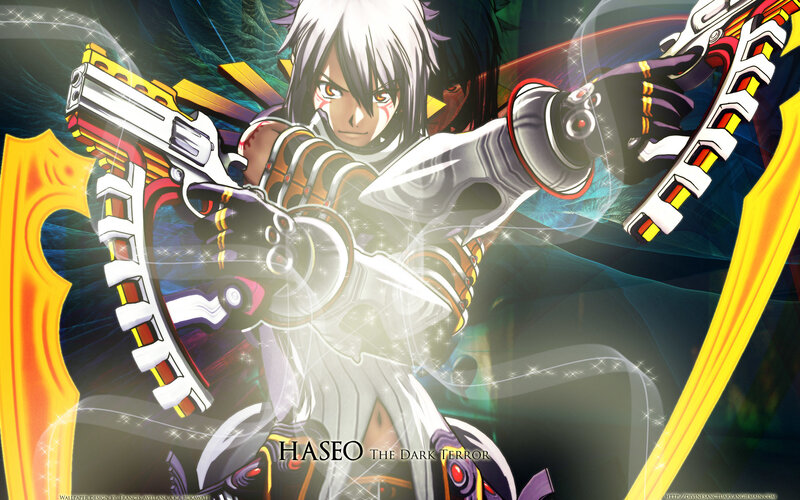 Anime Character with Guns — Black, Dramatic, Armor