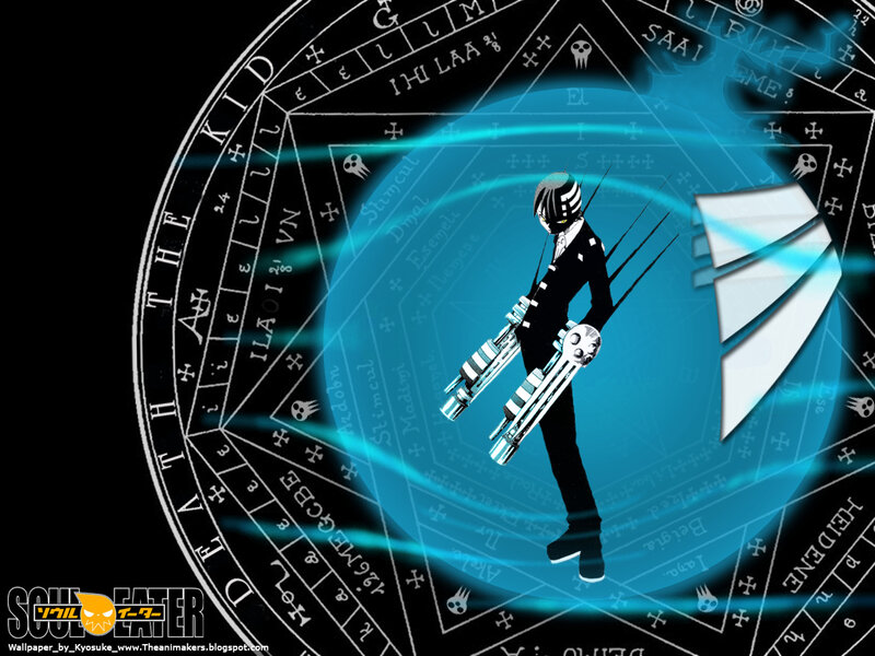 Anime Character with Guns — Black, Dramatic, Magic Circle