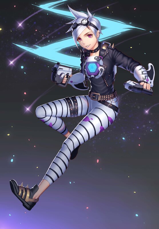 Anime Character with Guns — Black, Dynamic