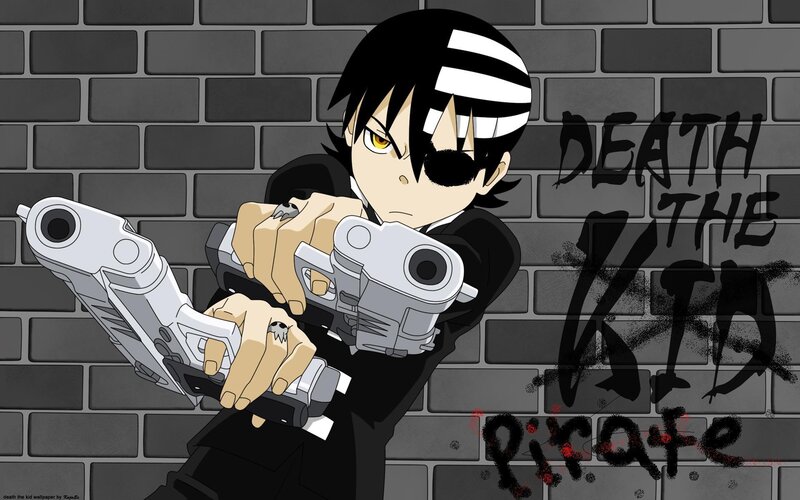 Anime Character with Guns — Black, Intense