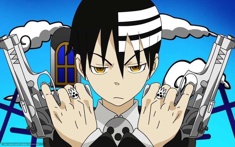Anime Character with Guns — Blue, Dramatic, Afternoon, Skull Rings