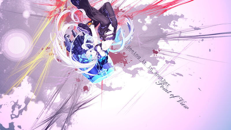 Anime Character with Guns — Blue, Dramatic, Digital Art