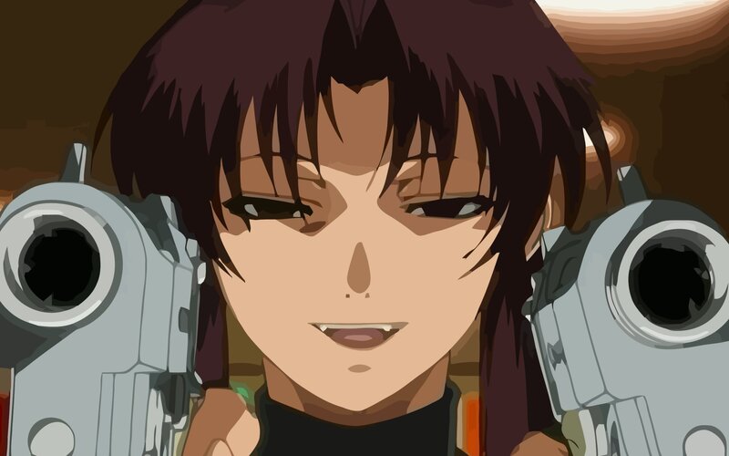 Anime Character with Guns — Brown, Intense