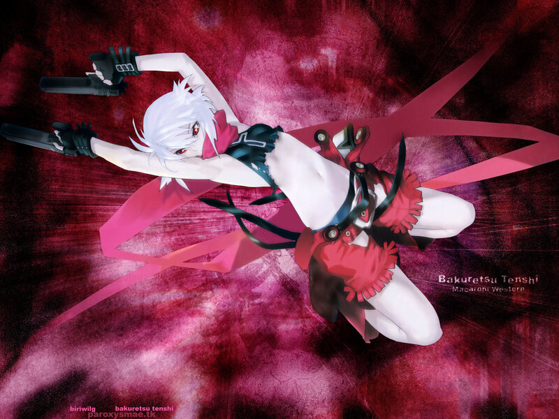 Anime Character with Guns — Red, Dramatic
