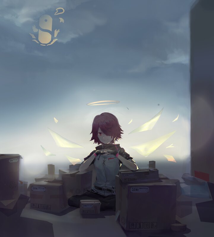 Anime Character with Halo — Gray