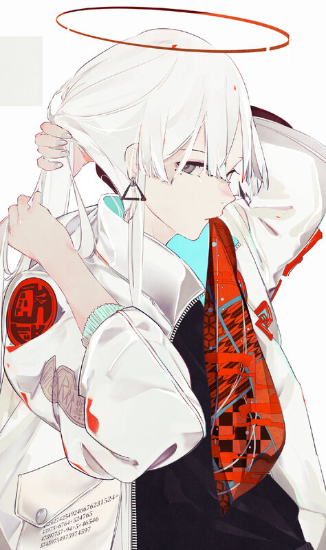 Anime Character with Halo — White