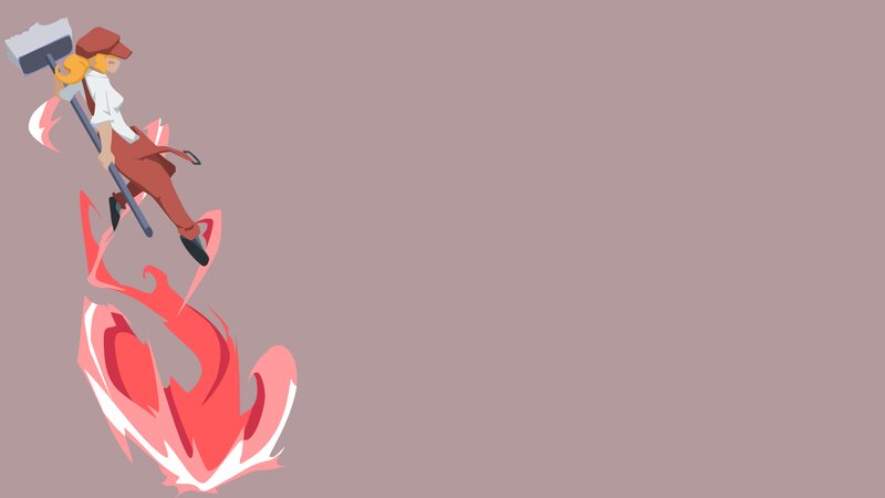 Anime Character with Hammer — Red