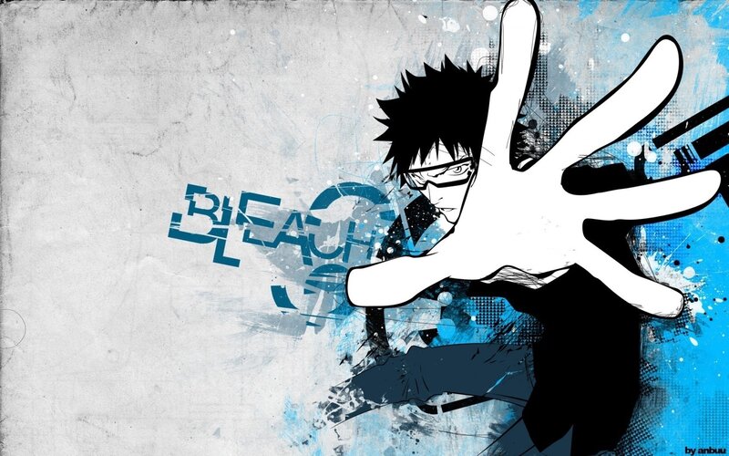 Anime Character with Hand Forward — Blue, Dynamic, Manga, Glasses, Spiky Hair, Black