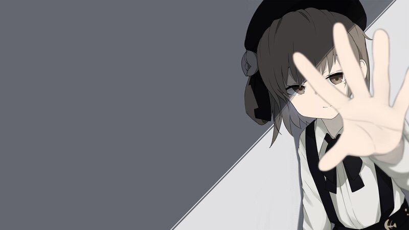 Anime Character with Hand — Gray