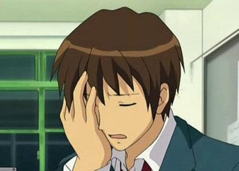 anime character with hand on face