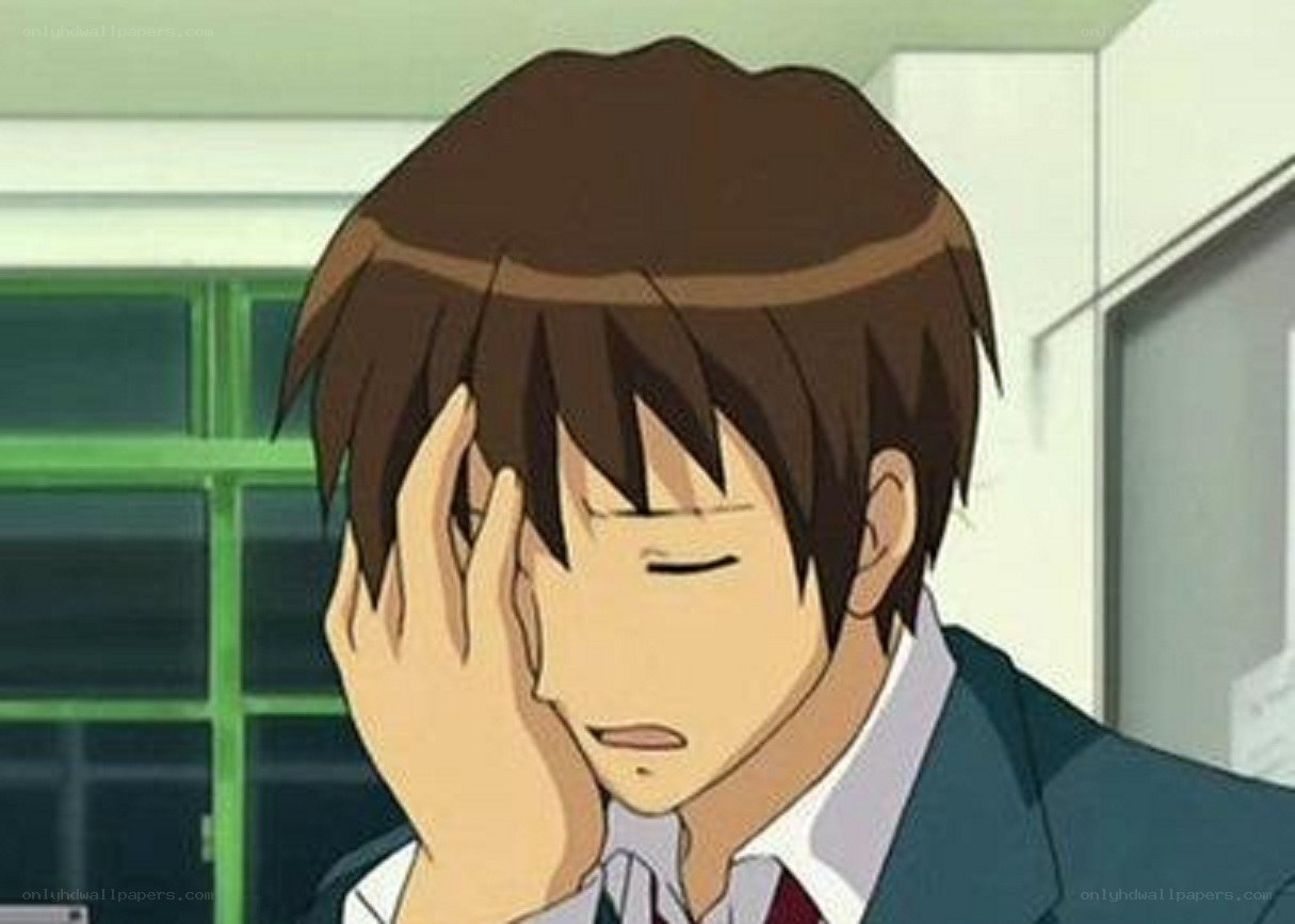 anime character with hand on face