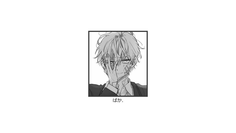 Anime Character with Hand on Face — Black, Dramatic