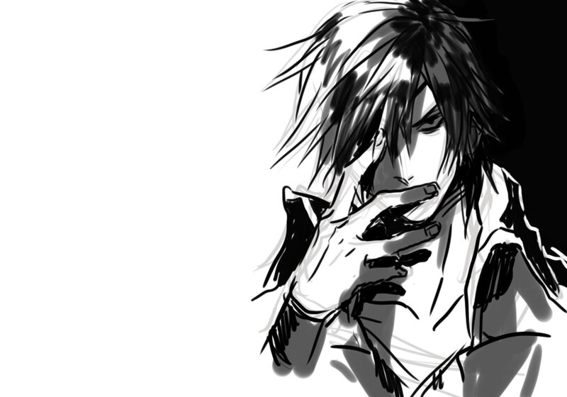 Anime Character with Hand on Face — Black