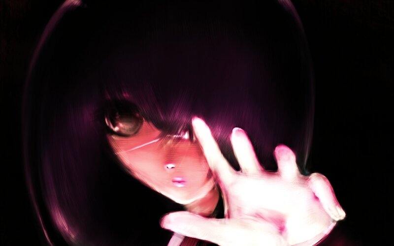 Anime Character with Hand — Purple, Dramatic