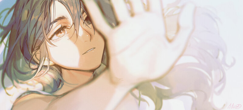 Anime Character with Hand — White