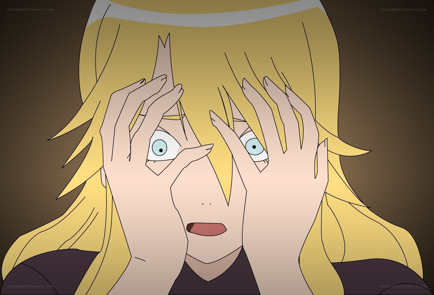 anime character with hands on face