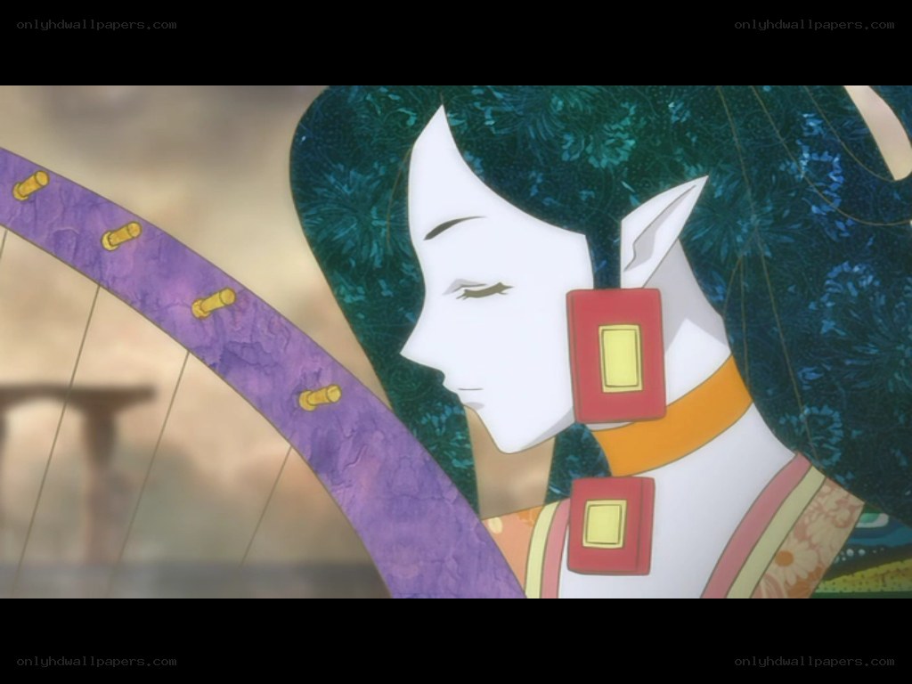 anime character with harp