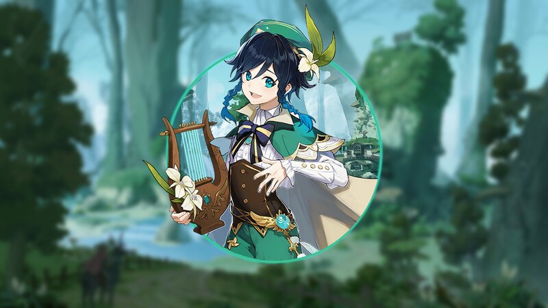 Anime Character with Harp — Green