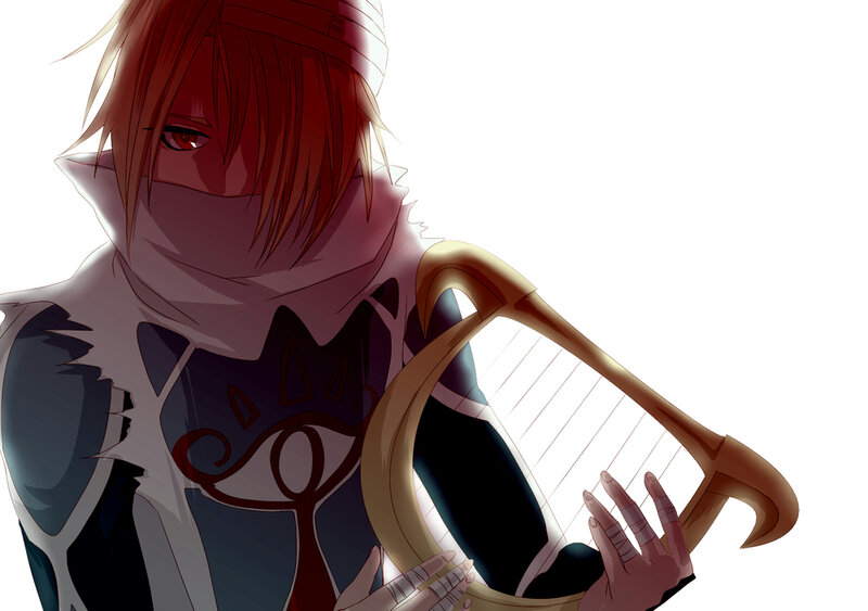 Anime Character with Harp — Red