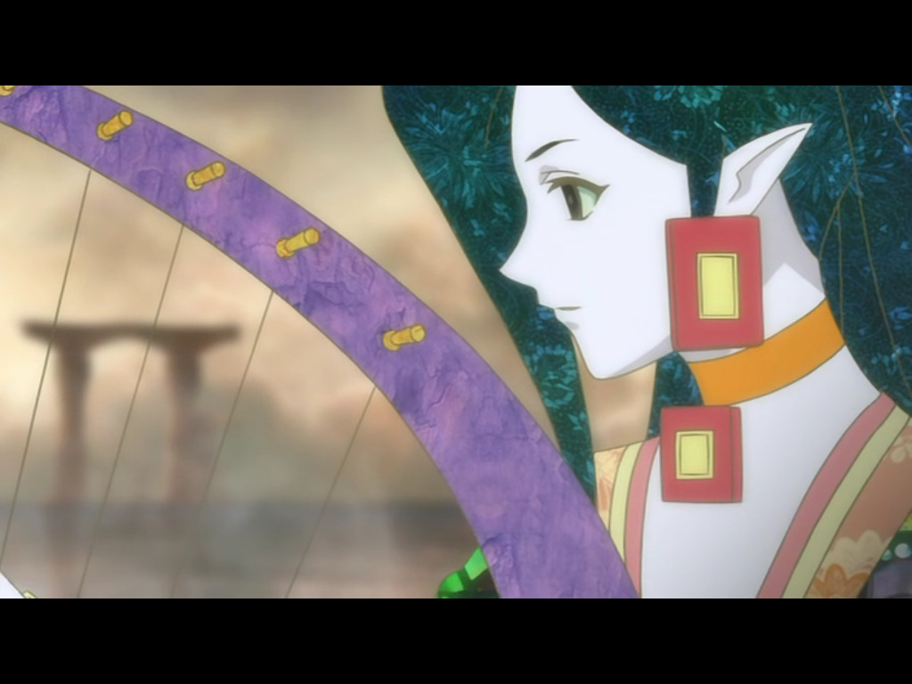 anime character with harp