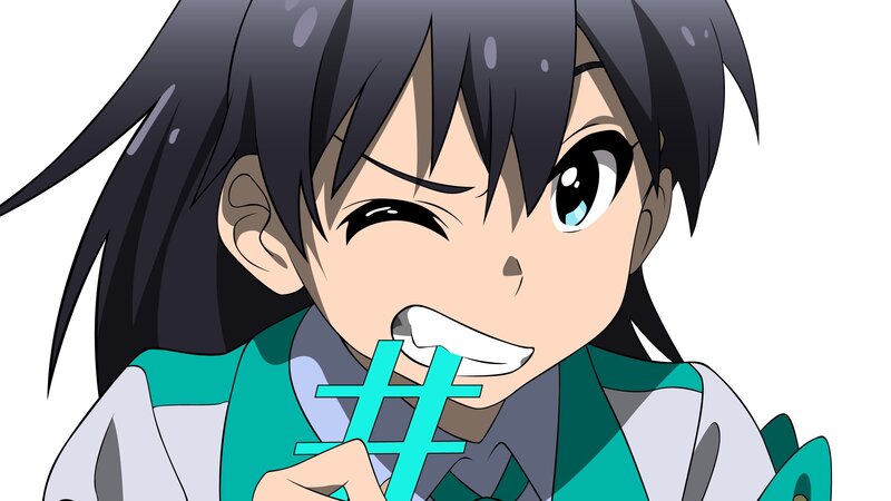 anime character with hashtag