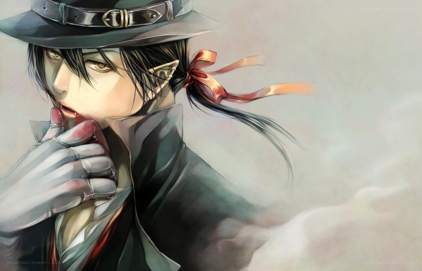 anime character with hat and ribbon