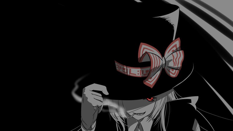 Anime Character with Hat — Black, Dramatic, Manga, Bow