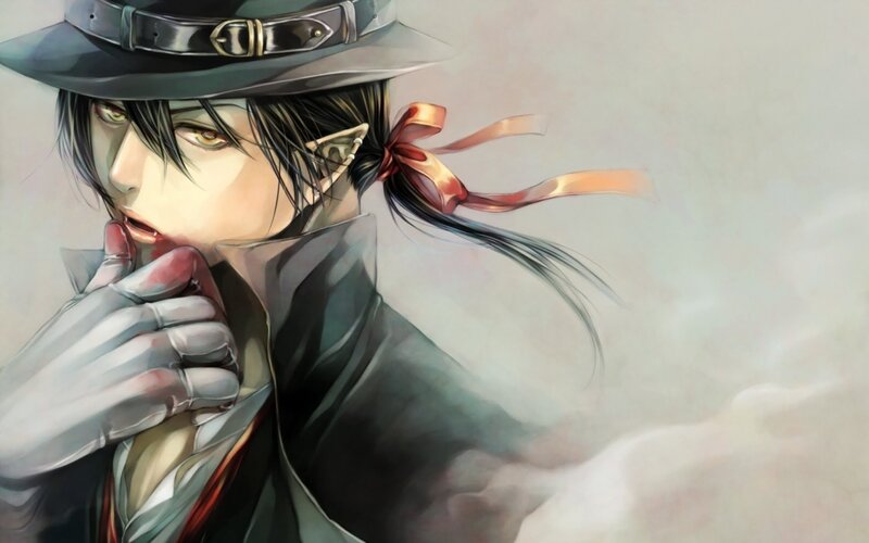 Anime Character with Hat — Black, Dramatic, Manga, Gloves