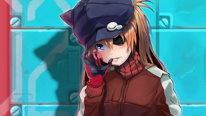 Anime Character with Hat — Blue, Neutral