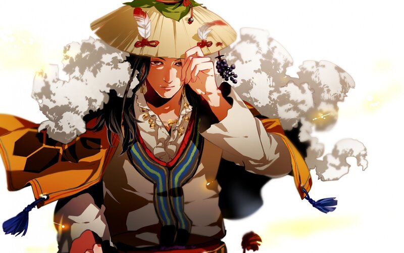 Anime Character with Hat — White, Dramatic