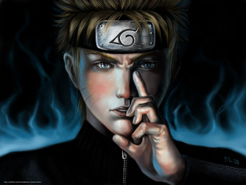 Anime Character with Headband — Black, Dramatic, Digital Art, Hand Gesture