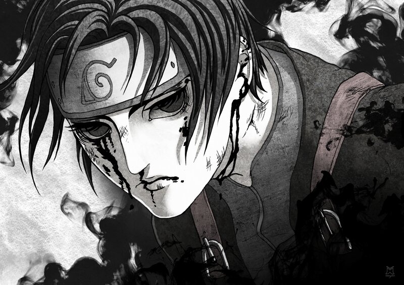 Anime Character with Headband — Black, Dramatic, Manga