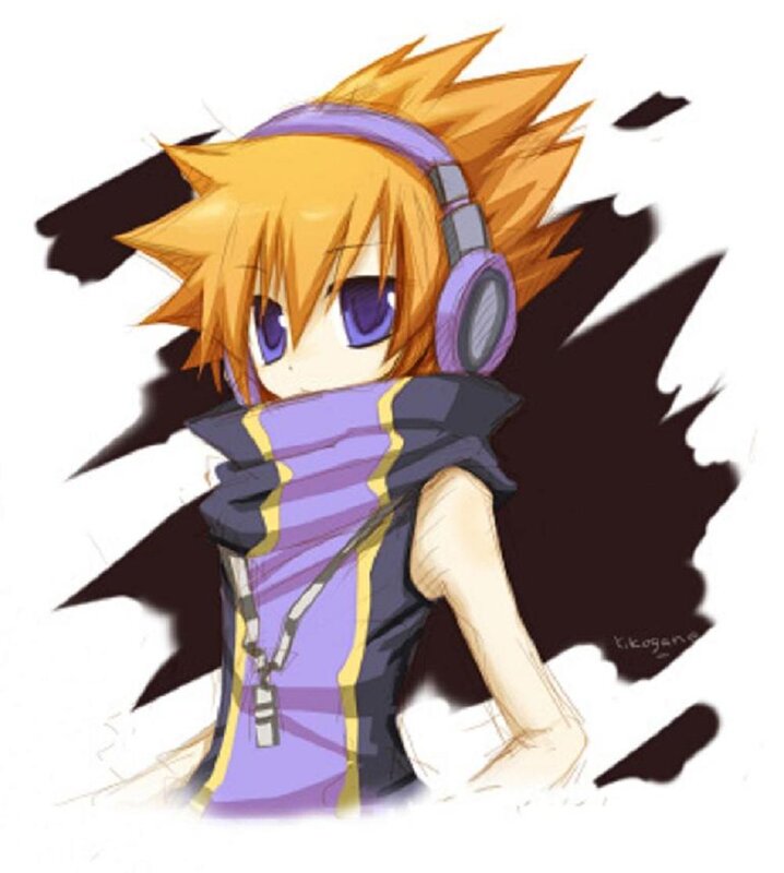 anime character with headphones