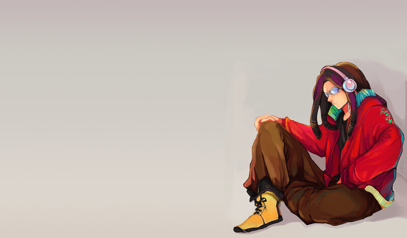 anime character with headphones
