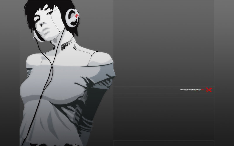 anime character with headphones