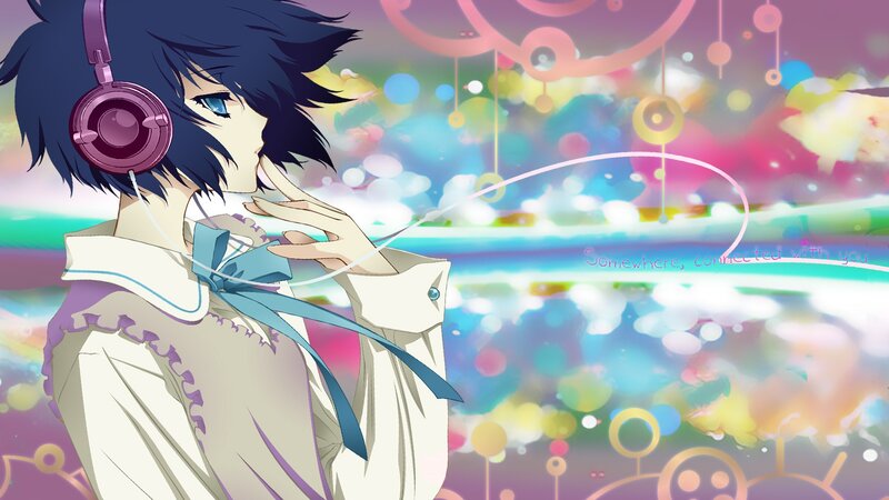 anime character with headphones