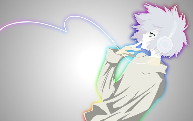 anime character with headphones