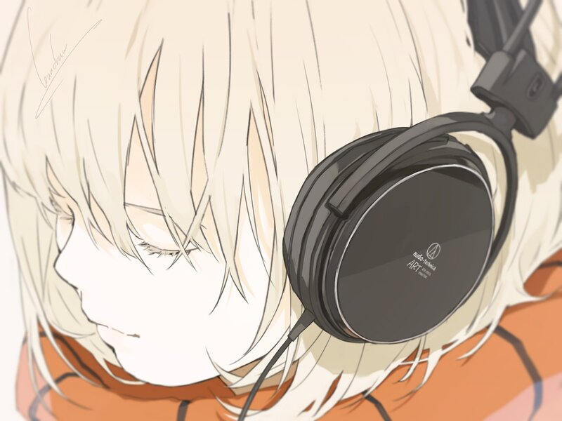 anime character with headphones