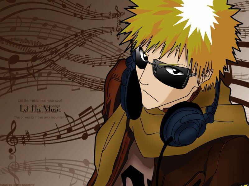 anime character with headphones