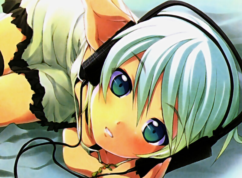 anime character with headphones