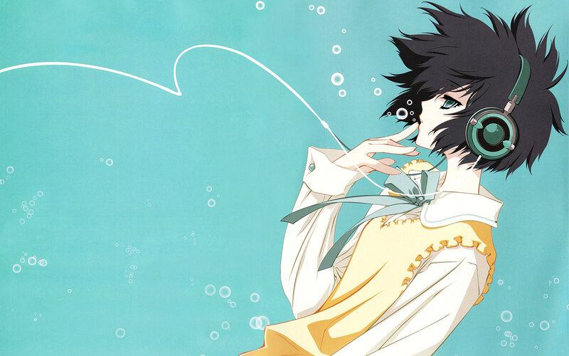 anime character with headphones